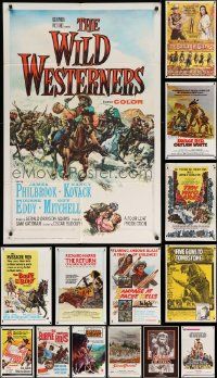 4m166 LOT OF 15 FOLDED COWBOY WESTERN ONE-SHEETS '60s-70s great images from a variety of movies!