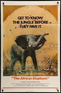 4p024 AFRICAN ELEPHANT style A 1sh '71 great artwork, get to know the jungle before they pave it!
