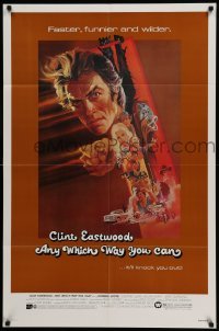 4p046 ANY WHICH WAY YOU CAN 1sh '80 cool artwork of Clint Eastwood by Bob Peak!