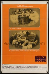 4p062 BALLAD OF CABLE HOGUE 1sh '70 Sam Peckinpah, Robards & sexy Stella Stevens in wash tub!