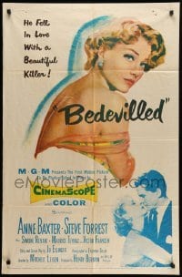4p076 BEDEVILLED 1sh '55 Steve Forrest fell in love with beautiful blue-eyed killer Anne Baxter!