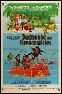 4p077 BEDKNOBS & BROOMSTICKS 1sh '71 Walt Disney, Angela Lansbury, great cartoon art!
