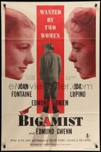 4p085 BIGAMIST 1sh '53 Edmond O'Brien is wanted by Joan Fontaine & Ida Lupino!