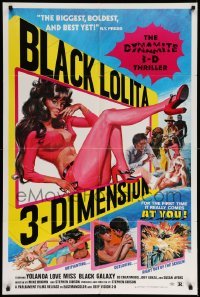 4p091 BLACK LOLITA 1sh '74 Collim 3-D art of sexy Yolanda Love as Miss Black Galaxy!