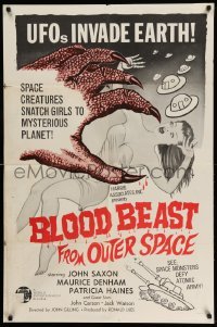 4p099 BLOOD BEAST FROM OUTER SPACE 1sh '66 UFOs invade Earth, creatures snatch sexy girls!