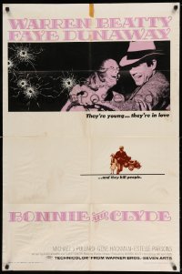 4p105 BONNIE & CLYDE 1sh '67 notorious crime duo Warren Beatty & Faye Dunaway, Arthur Penn!