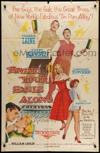 4p117 BRING YOUR SMILE ALONG 1sh '55 sexy Constance Towers & Lucy Marlow, first Blake Edwards!