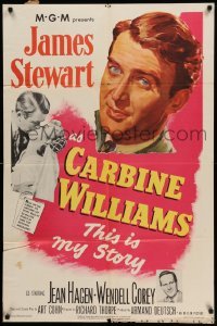 4p129 CARBINE WILLIAMS 1sh '52 great portrait art of James Stewart, Jean Hagen, Wendell Corey
