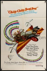 4p144 CHITTY CHITTY BANG BANG 1sh '69 Dick Van Dyke, Sally Ann Howes, artwork of wild flying car!