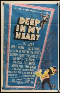 4p179 DEEP IN MY HEART 1sh '54 MGM's finest all-star musical, headshots of 13 top MGM stars!