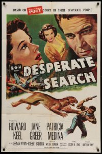 4p183 DESPERATE SEARCH 1sh '52 Jane Greer & Howard Keel trapped in the wild, Patricia Medina!