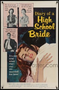 4p192 DIARY OF A HIGH SCHOOL BRIDE 1sh '59 AIP bad girl, it's not true what they say!