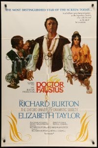 4p196 DOCTOR FAUSTUS 1sh '68 art of pretty Elizabeth Taylor & director and star Richard Burton!