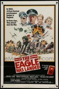4p217 EAGLE HAS LANDED 1sh '77 Michael Caine against all white background during World War II!