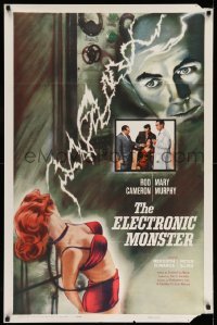 4p226 ELECTRONIC MONSTER 1sh '60 Rod Cameron, artwork of sexy girl shocked by electricity!