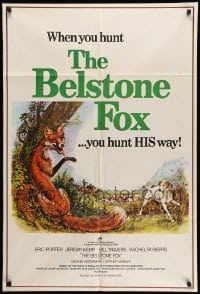 4p078 BELSTONE FOX English 1sh '73 nature documentary, cool art of fox & hound dog, hunt his way!
