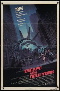 4p238 ESCAPE FROM NEW YORK NSS style 1sh '81 John Carpenter, decapitated Lady Liberty by Jackson!