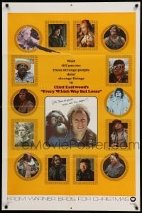 4p243 EVERY WHICH WAY BUT LOOSE teaser 1sh '78 Clint Eastwood & Clyde the orangutan, lots of photos!