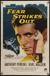 4p254 FEAR STRIKES OUT 1sh '57 Anthony Perkins as baseball player Jim Piersall!