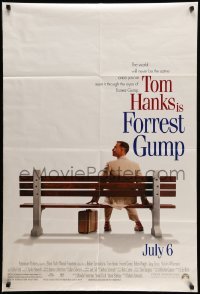 4p276 FORREST GUMP advance 1sh '94 Tom Hanks waiting for the bus, Robert Zemeckis!