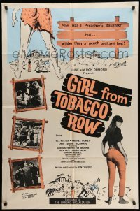4p301 GIRL FROM TOBACCO ROW 1sh '66 Rachel Romen, Tex Ritter, Rachel Roman, pink title and art!