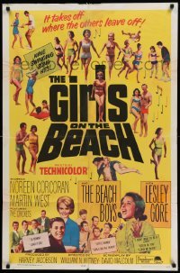 4p306 GIRLS ON THE BEACH 1sh '65 Beach Boys, Lesley Gore, LOTS of sexy babes in bikinis!