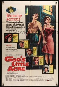 4p313 GOD'S LITTLE ACRE 1sh '58 barechested Aldo Ray & half-dressed sexy Tina Louise!