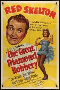 4p324 GREAT DIAMOND ROBBERY 1sh '53 artwork of Red Skelton & sexy Cara Williams!