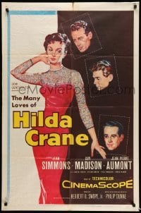 4p365 HILDA CRANE 1sh '56 sexy artwork of full-length Jean Simmons in red dress!