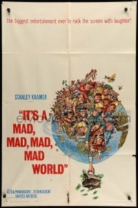 4p404 IT'S A MAD, MAD, MAD, MAD WORLD style A pictorial 1sh '64 art of cast on Earth by Jack Davis!