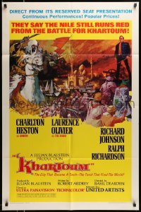 4p426 KHARTOUM style A 1sh '66 art of Charlton Heston & Laurence Olivier, great adventure