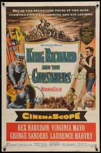 4p434 KING RICHARD & THE CRUSADERS 1sh '54 Rex Harrison, Virginia Mayo, George Sanders, Holy War!