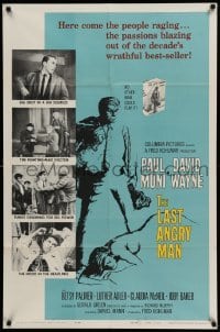 4p446 LAST ANGRY MAN 1sh '59 Paul Muni is a dedicated doctor from the slums exploited by TV!
