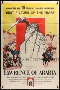 4p457 LAWRENCE OF ARABIA 1sh '63 David Lean classic nominated for 10 Academy Awards, ultra rare!