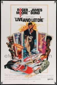 4p468 LIVE & LET DIE 1sh '73 art of Roger Moore as James Bond by Robert McGinnis!