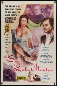 4p472 LOLA MONTES 1sh '59 Max Ophuls, art of sexy Martine Carol, a woman of scandal!