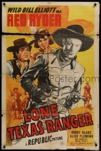 4p476 LONE TEXAS RANGER 1sh '45 Wild Bill Elliott as Red Ryder, Native American Bobby Blake!