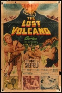 4p486 LOST VOLCANO 1sh '50 Johnny Sheffield as Bomba the Jungle Boy, art of eruption!