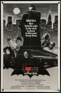 4p488 LOVE AT FIRST BITE 1sh '79 AIP, wacky vampire image of George Hamilton as Dracula!