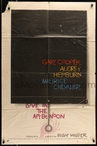 4p490 LOVE IN THE AFTERNOON 1sh '57 directed by Billy Wilder, great Saul Bass artwork!
