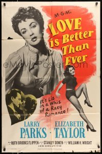 4p492 LOVE IS BETTER THAN EVER 1sh '52 Larry Parks + 3 great images of sexy Elizabeth Taylor!