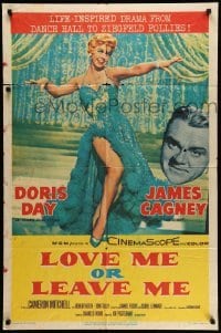 4p494 LOVE ME OR LEAVE ME 1sh '55 full-length sexy Doris Day as famed Ruth Etting, James Cagney!