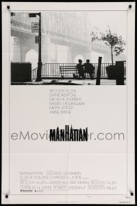 4p527 MANHATTAN style B 1sh '79 classic image of Woody Allen & Diane Keaton by bridge!