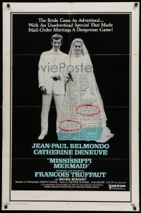 4p549 MISSISSIPPI MERMAID int'l 1sh '70 Truffaut's La Sirene du Mississippi, Belmondo, Deneuve
