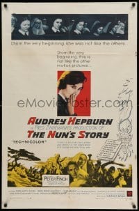 4p592 NUN'S STORY 1sh '59 religious missionary Audrey Hepburn was not like the others, Peter Finch