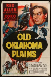 4p599 OLD OKLAHOMA PLAINS 1sh '52 cowboy Rex Allen and Koko the miracle horse of the movies!