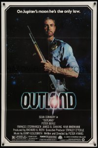 4p616 OUTLAND 1sh '81 Sean Connery posing with shotgun is the only law on Jupiter's moon!