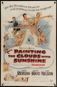 4p622 PAINTING THE CLOUDS WITH SUNSHINE 1sh '51 Dennis Morgan, sexy Virginia Mayo, Gene Nelson
