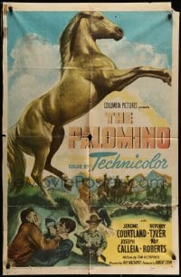 4p623 PALOMINO 1sh '50 Jerome Courtland, Beverly Tyler, Joseph Calleia, great horse artwork!