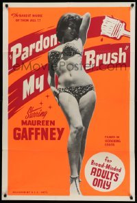 4p624 PARDON MY BRUSH dayglo 1sh '64 sexy Maureen Gaffney in bikini, barest nudie of them all!